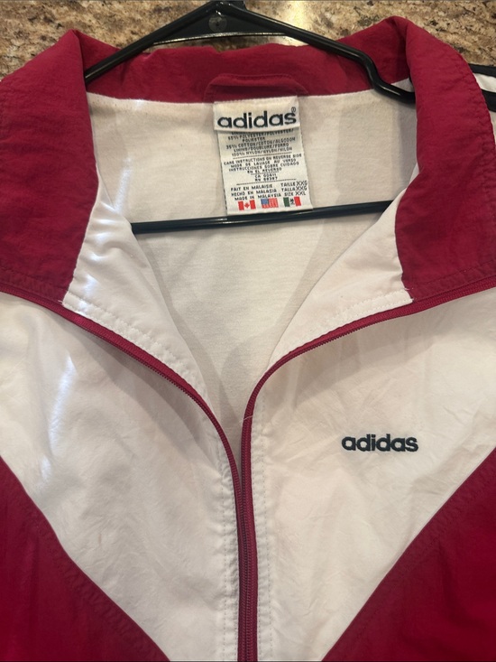 adidas Other - Vintage early 90’s adidas Red and White Windbreaker Jacket